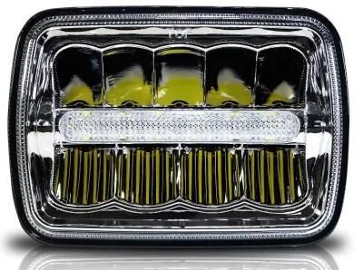 7inch Rectangular Headlight H4 Hi/Lo Beam Square 45W LED Work Light with DRL for Peterbilt Kenworth Freightliner Truck