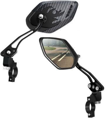 a Pair Bike Mirrors, Blast-Resistant, Glass Lens Bar End Mountain Bicycle Mirror Adjustable Bike Glass Mirror Safe Rearview