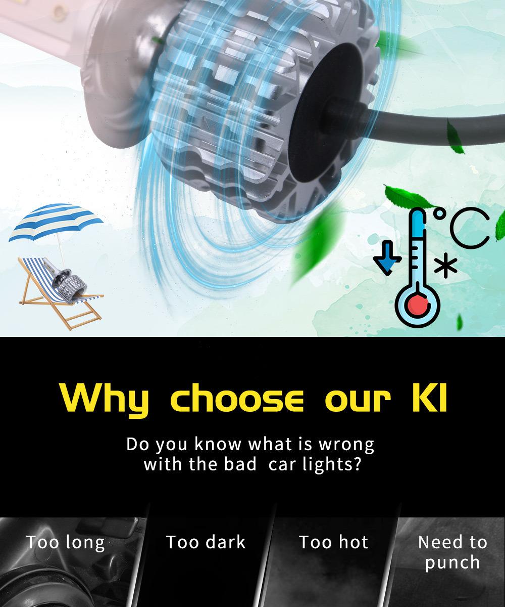 Factory Direct Sales Fanless K1 H4 H7 Hb3 Hb4 Headlight Bulbs