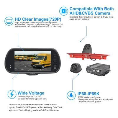 Ahd 720p Rear View Mirror Monitor Car Truck Van Side Backup Camera System with Mobile DVR