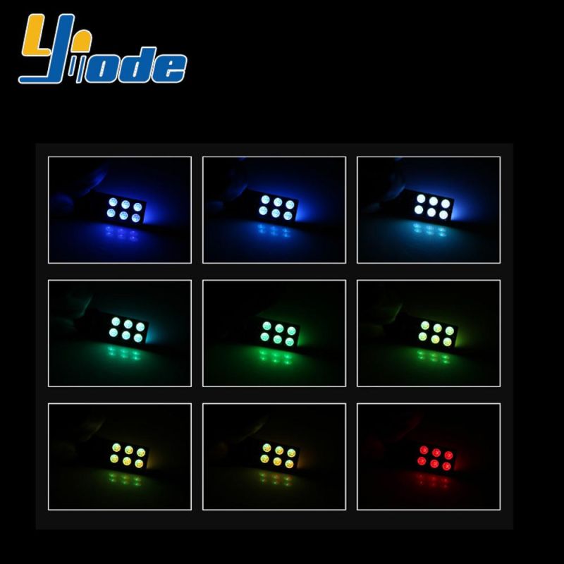 T10 Car LED Light RGB RF Colorful Remote Control Flash Wide Light Interior Light