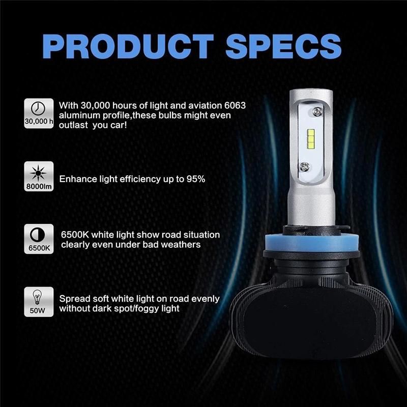 S1-Csp H4 Car LED Headlight 100W 6000K 8000K LED Waterproof LED Car Headlight 9006