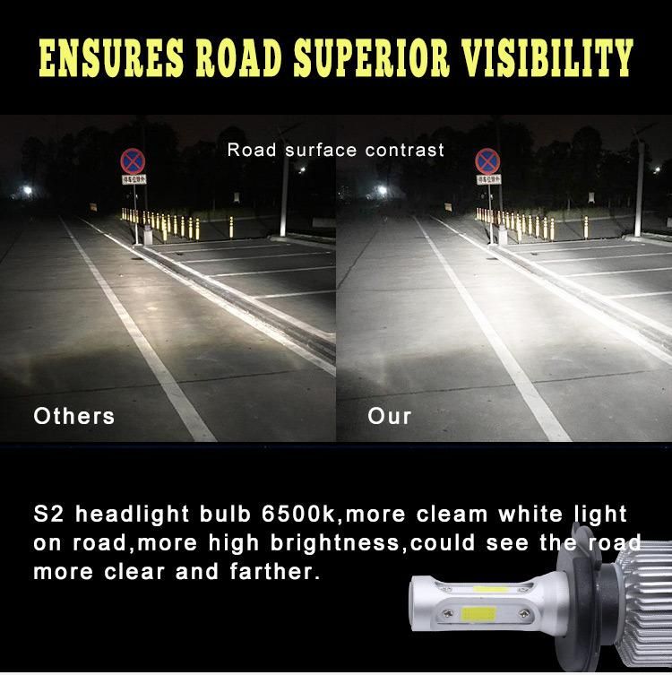 Auto Lighting Wholesale Three Side Head Lamp COB 72W 8000 Lumens 6500K H4 Conversion Kit S2 Car LED Headlight Bulb