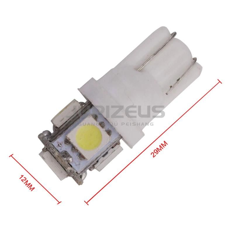 Low MOQ 194 168 5050 5 SMD Auto Super Bright Car Wedge Lamp Bulb T10 LED Bulb with 7 Colors Available