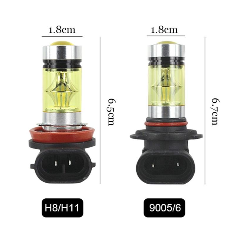 2PCS H8 H11 9005 Hb3 9006 Hb4 Car Fog LED Light Canbus DRL Car Driving Running Fog Lamp 20LED 2835 100W 12V White Green Yellow