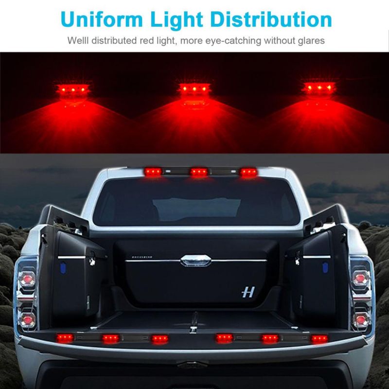 LED Red Light Bar Waterproof Marker Truck Trailer 3-Light Bars 12V for Ford, Dodge & Chevy