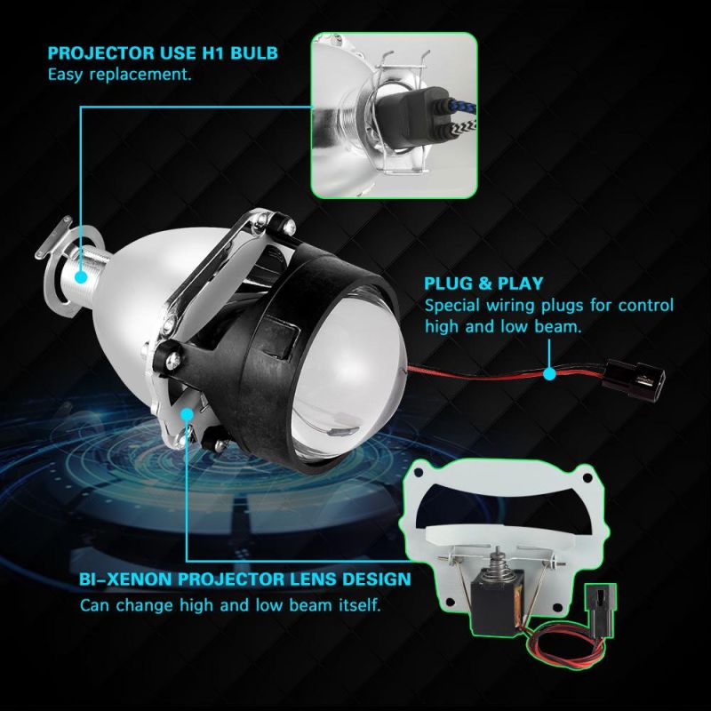 2.5 Inch HID Xenon Bi Xenon Projector Lens Retrofit Car Styling Headlight DIY Lamp for H1 Bulb with Silver Shrouds H4 H7 Socket