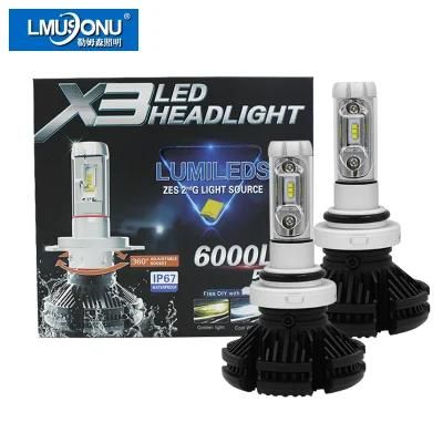Lmusonu X3 9006 Auto Headlight 12V 24V 25W 6000lm LED Auto Light Spare Part