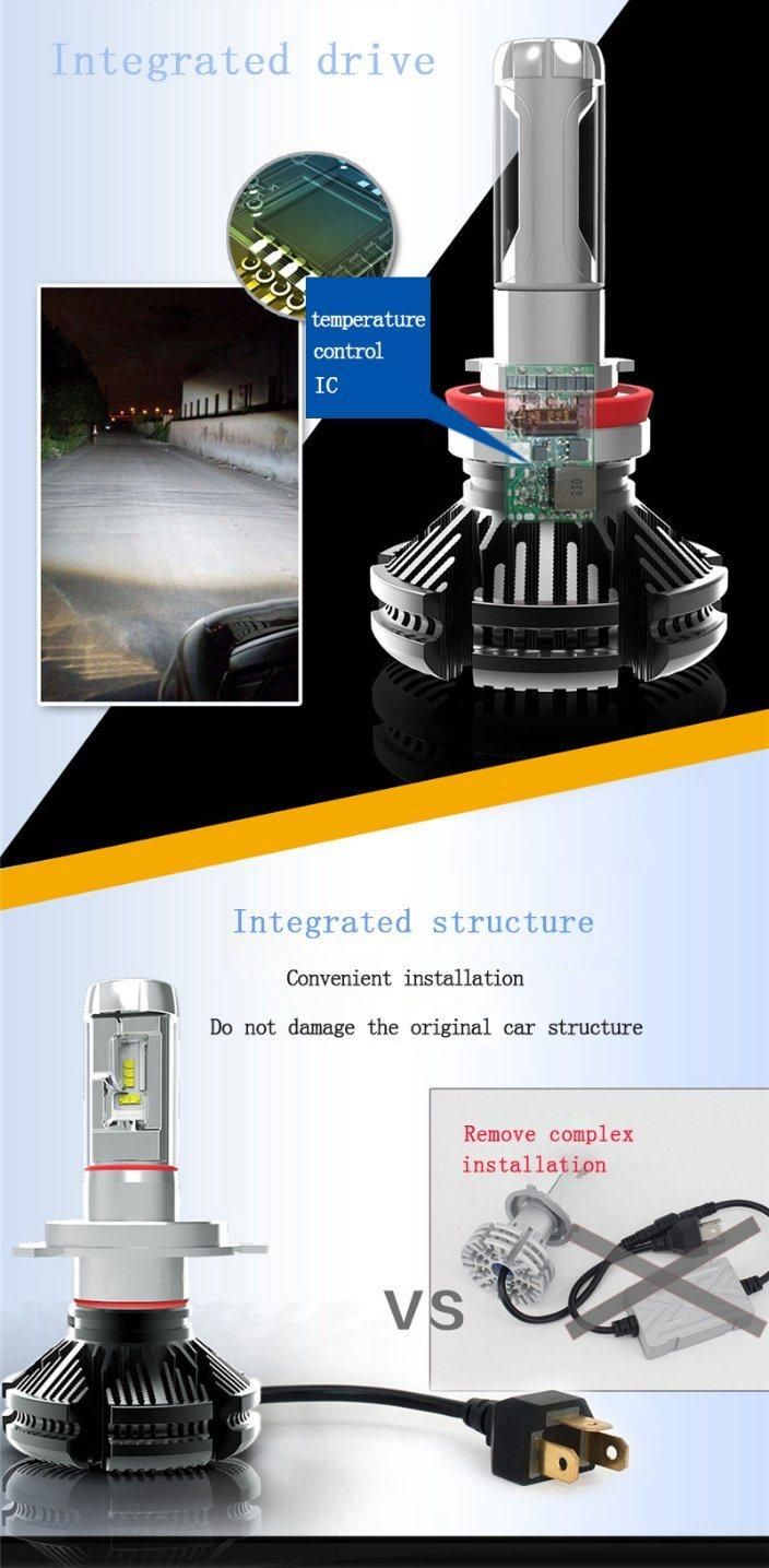 Manufacturer LED Headlight Kit 50W 6000lm X3 LED Auto Car Headlight 9005 9006 H7 H11 Zes Chip LED Petch