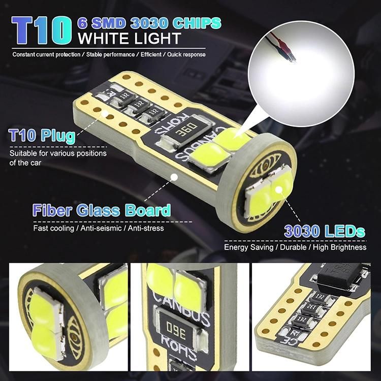 So. K Hot Selling Auto LED Bulb T10 LED W5w 194 4014 15SMD LED T10 Canbus Interior Light for Car License Plate Light