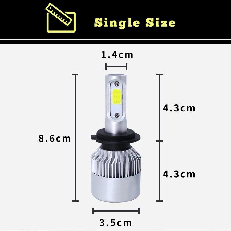 Auto Lighting Wholesale Three Side Head Lamp COB 72W 8000 Lumens 6500K H11 Conversion Kit S2 Car LED Headlight Bulb