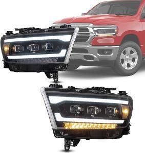 Headlights Assembly Fit for 2019 2020 2021 Dodge RAM 1500 Tradesman/ Bighorn/Laramie/ Rebel with LED Lens, (Matrix Projector)