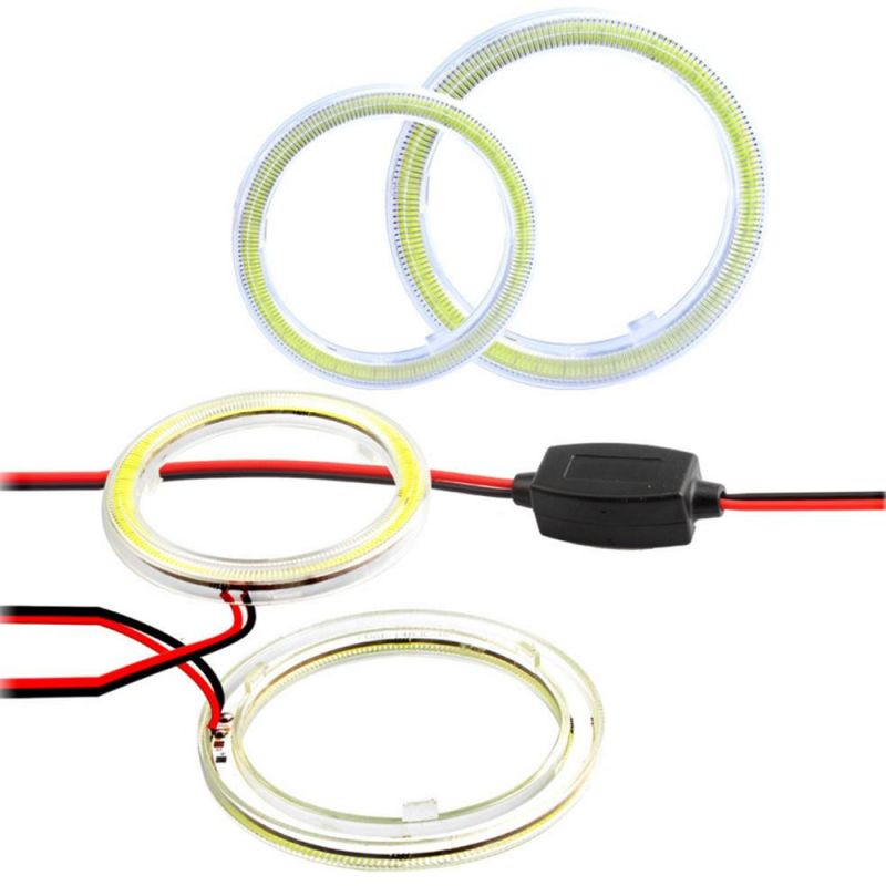 White 60mm 70mm 80mm 90mm 100mm 110mm 120mm COB LED Angel Eyes with Shell Halo Ring Bulb Fog Light Lamps for Car