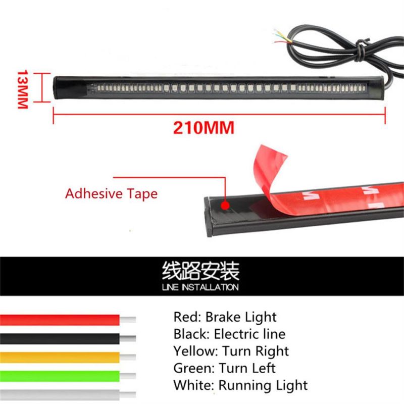 Motorcycle Waterproof Brake Light Strip Taillight Turn Signal Lamp