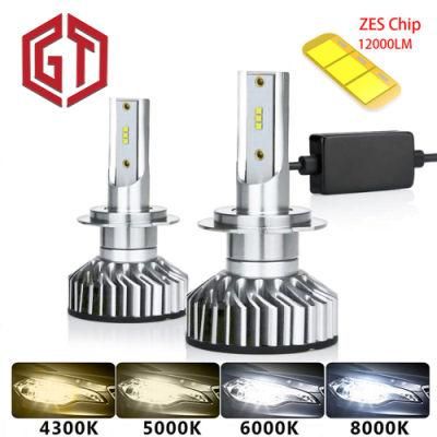 Mini Canbus H4 H7 LED Car Headlight Zes 4300K 6000K 8000K 12000lm 12V 24V H3 H1 9005 9006 Hb4 H11 Auto Fog Light Bulb