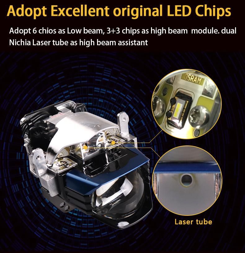 Sanvi 5500K 12V Lk8 Bi LED & Laser Projector Lens Headlights Glass Lens for Cars Auto LED Bulb Headlamp Retrofit Factory Supplier High Penetration Auto Lamps