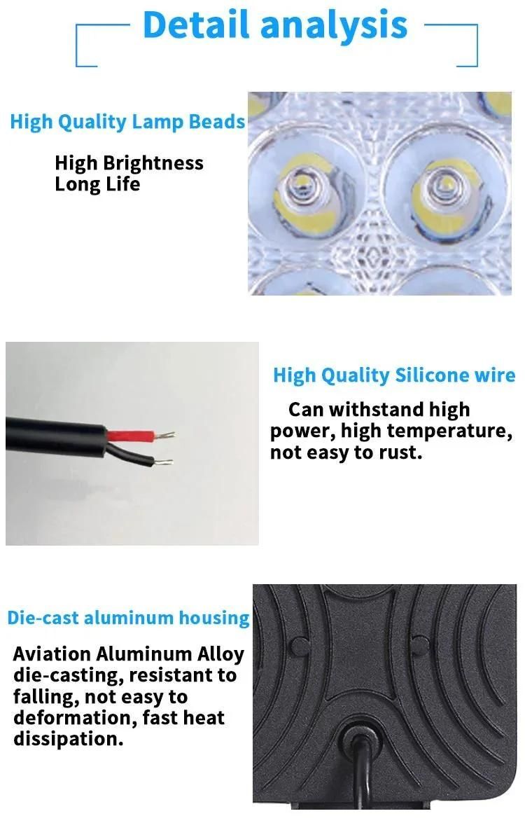 Car Light LED Driving Light Work Lamp 27W Square