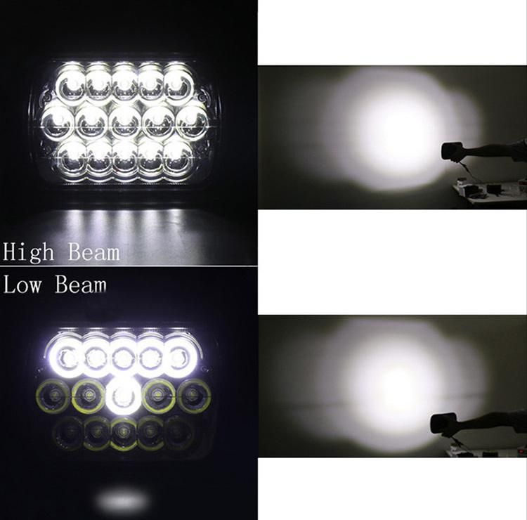 4X4 Rectangle H6054 LED Headlights 5X7 7X6 Headlamp Hi/Low Sealed Beam H4 9003 Plug 6054 H5054 Compatible with Chevy S10 Van/Jeep Wrangler Yj Xj Faros LED