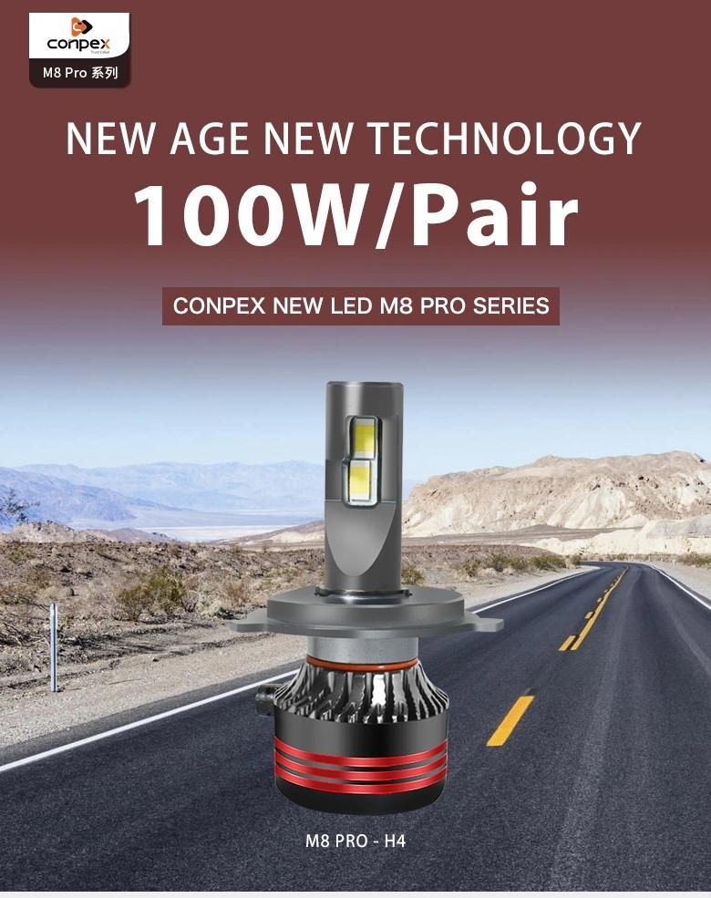 Conpex Hot Sale High Quality H1 H4 H7 H11 9005 M8 PRO Cooling Fan Csp Auto LED Headlight Bulb
