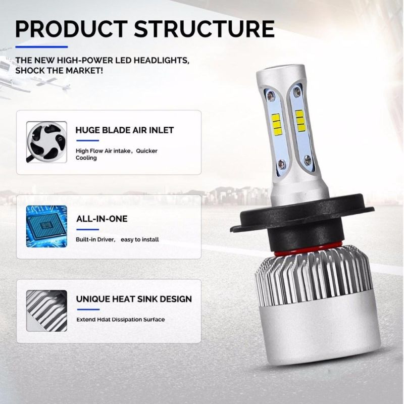 2PCS Csp Chips Bright H4 H7 H11 9005 9006 LED Headlight Bulbs High Power 8000lm 6500K