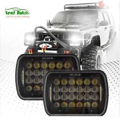 96W White DRL Hi/Lo Beam Headlamp for Jeep Wrangler Yj Cherokee Xj 7X6 5X7 Inch 7&prime;&prime; Square LED Headlight