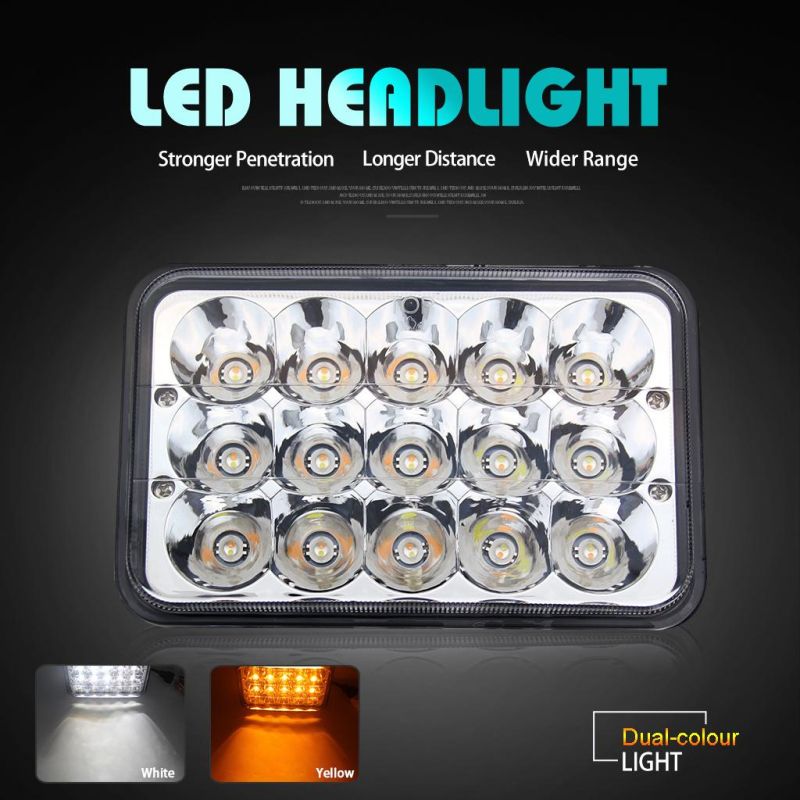 Dual Color Truck Jeep off Road Square 4X6inch LED Headlight