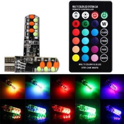 T10 W5w RGB LED Bulbs Remote Control COB-18 for Cars