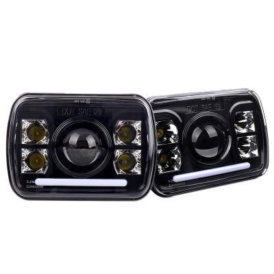 7X6&quot; Halo LED Headlamp with Turn Signal Light Replaces for Jeep Wrangler Yj Xj 5X7 Inch Square LED Headlight