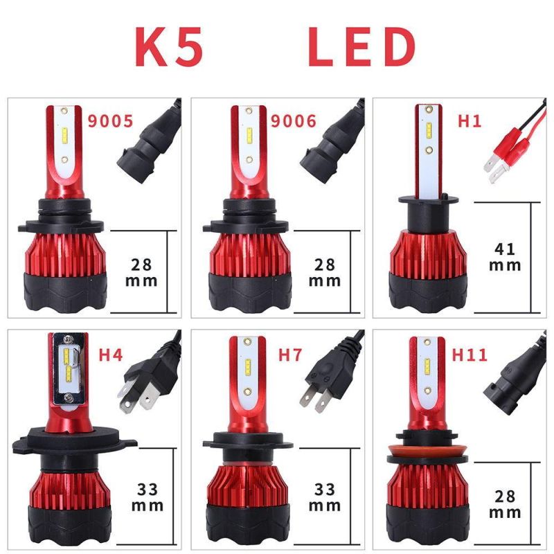 Exclusive Products 2 PCS H4 H7 LED Headlight Car LED 006 9005 H1 H3 H8 H9 H11 Csp Chips Lamp 72W 6500K 8000lm Auto Lights K5 LED Headlight
