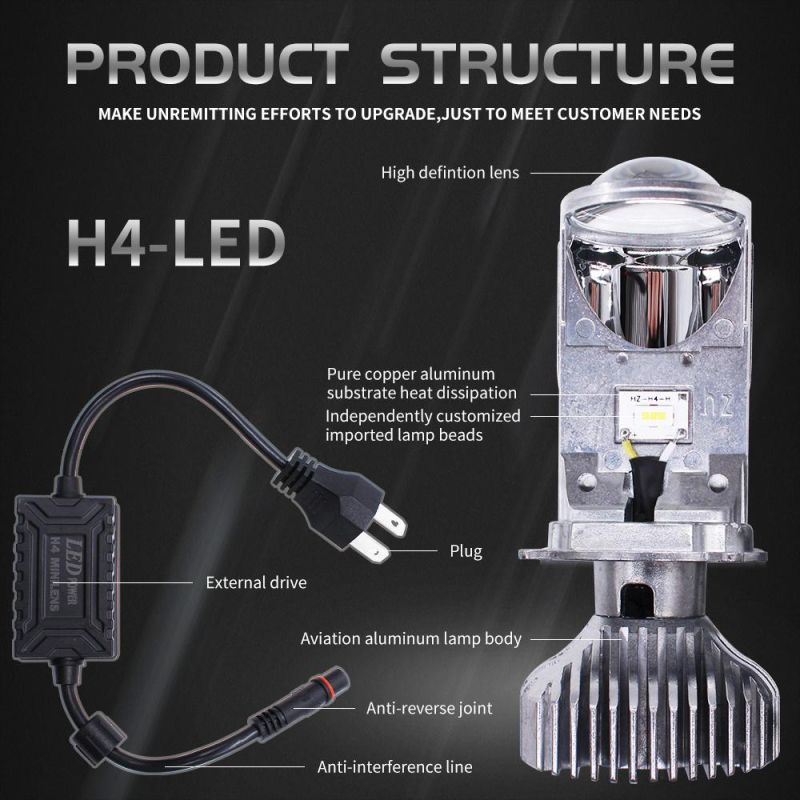 Y6 Car Headlight H4 High/Low Beam LED Projector H4 Mini LED Projector Lens