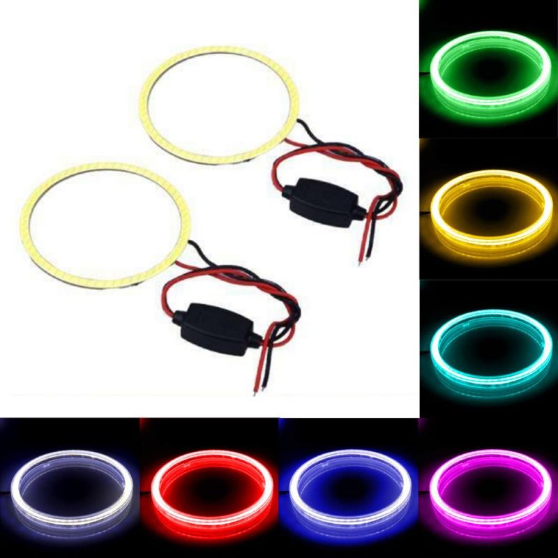 White 60mm 70mm 80mm 90mm 100mm 110mm 120mm COB LED Angel Eyes with Shell Halo Ring Bulb Fog Light Lamps for Car