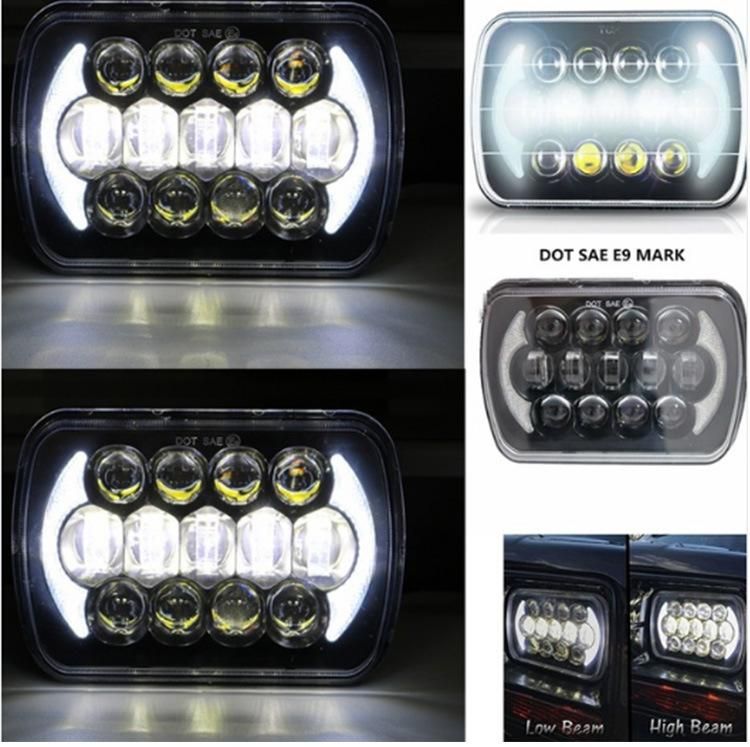 105W 7X6 5X7 Inch Projector Headlamp with Angel Eyes White DRL for Chevrolet Jeep Cherokee Xj H6054 H5 High Low Beam Sealed Beam LED Headlight