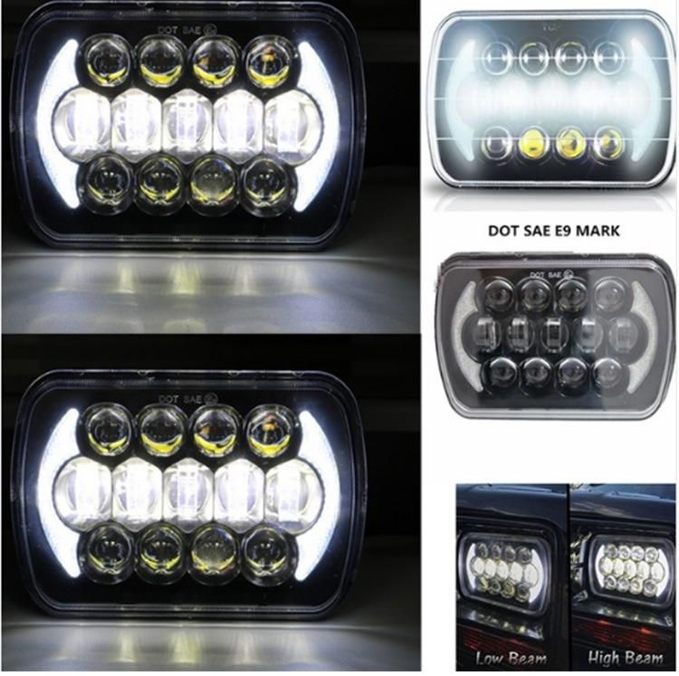 105W 7X6 5X7 Inch Projector Headlamp with Angel Eyes White DRL for Chevrolet Jeep Cherokee Xj H6054 H5 High Low Beam Sealed Beam LED Headlight