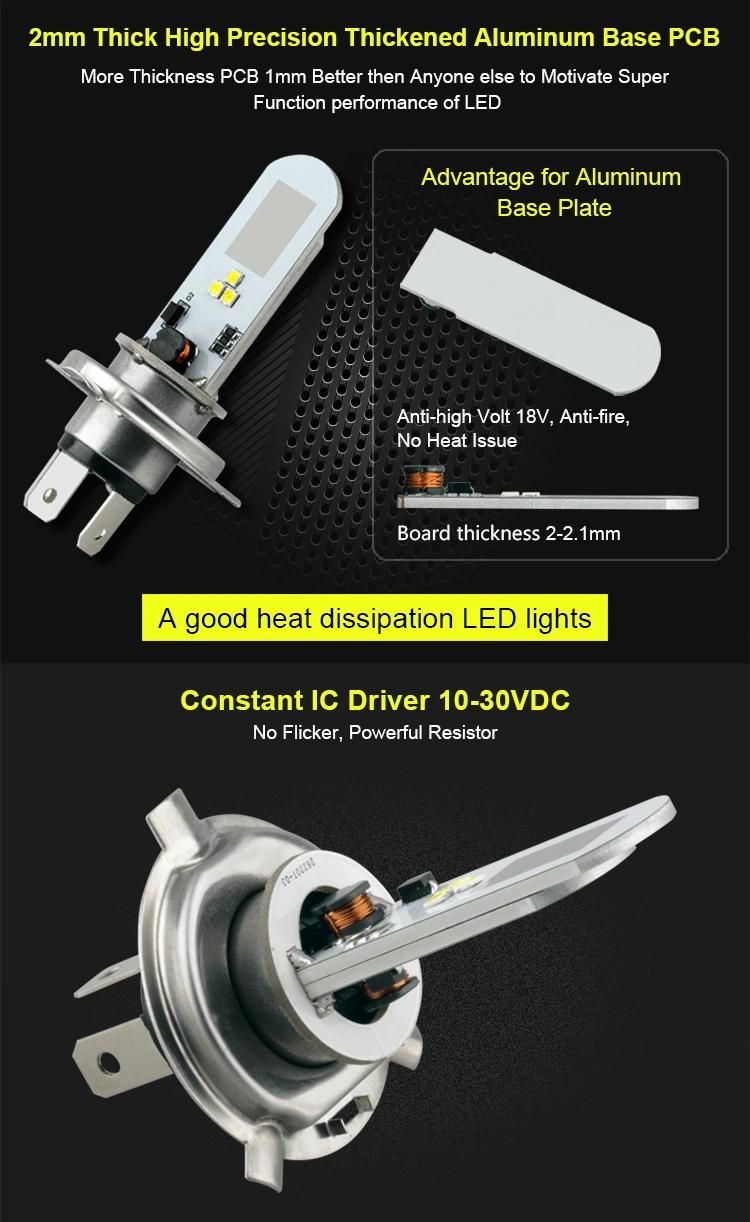 Super Bright Motorcycle Headlight H4 P43t 6SMD 3030 LED Bulb 10-30V 5.5W 426lm Auto Car Fog Light Wholesale Price