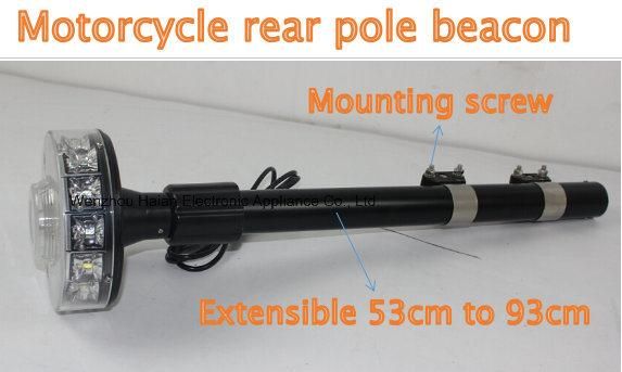 Red LED Patrol Pole Light Motorcycle Warning Strobe Rear Light Motor Bike Telescopic Pole Warning Light