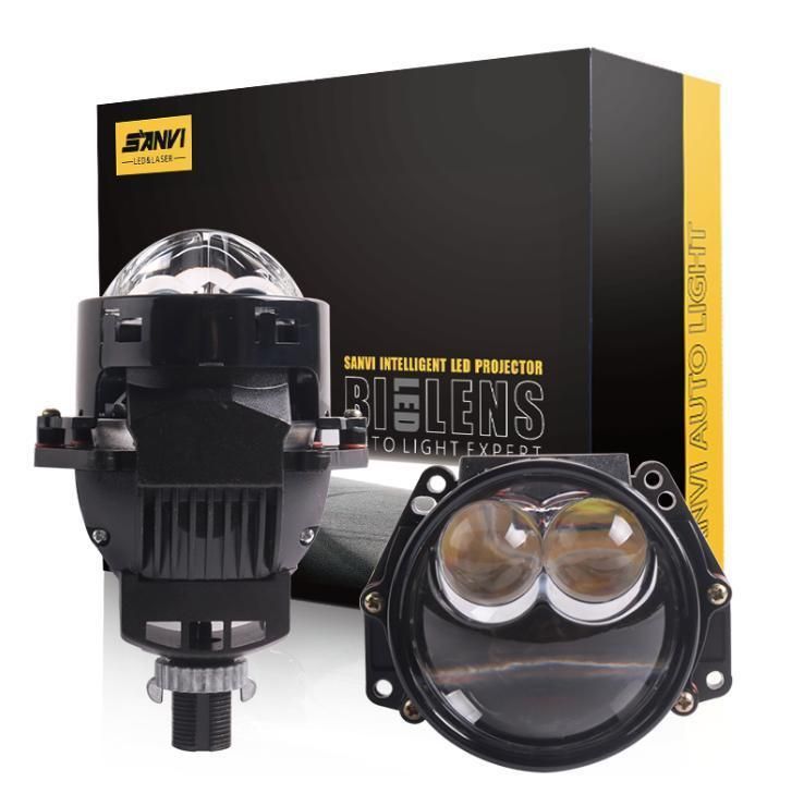 Aftermarket Automotive LED Lighting Bulbs 3 Inch Sanvi Brand S13 Bi LED Projector Lens Headlight Conversion Kits for Car Motorcycle Light 3 Lens 68W 5500K Lamps