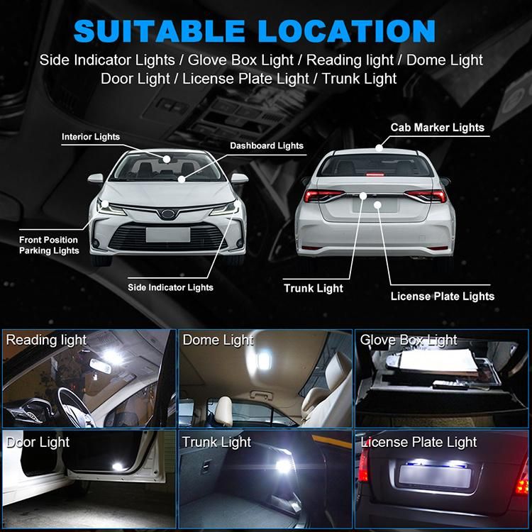 So. K Hot Selling Auto LED Bulb T10 LED W5w 194 2016 18SMD LED T10 Canbus Interior Light for Car License Plate Light