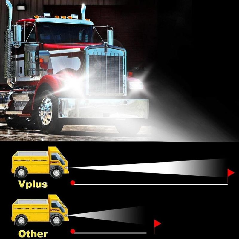 Truck 4X6 Inch LED Square Headlight, White Halo DRL Yellow Angel Eye Beam Trucks Offrord Conversion LED Headlights