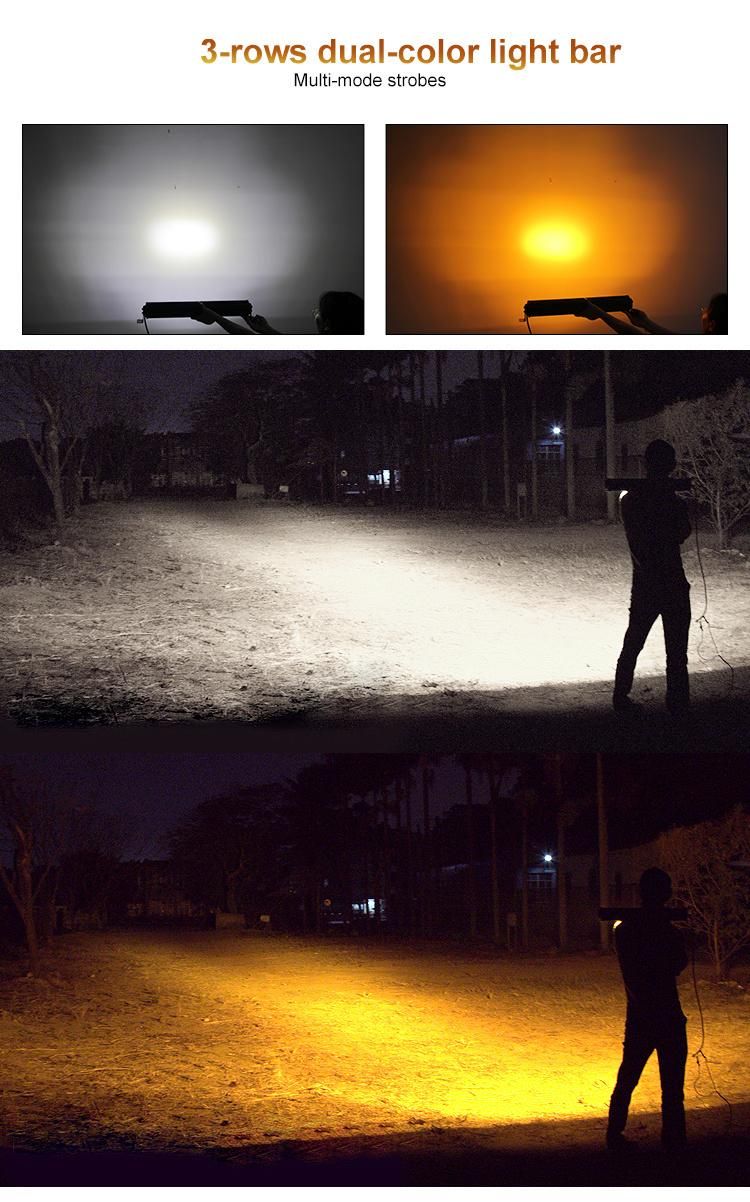 Aurora Lights 12V 22 Inch LED Light Bar Offroad Truck Dual Color Changing Flashing Strobe LED Bar