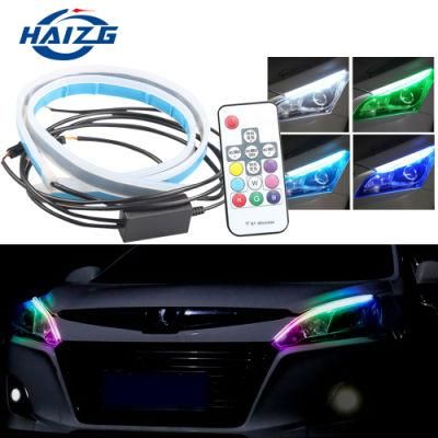 Haizg New 12V RGB 7 Colors LED Flexible DRL Daytime Running Light