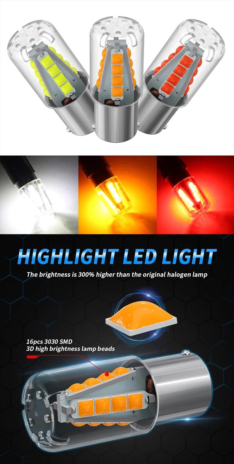 Good Quality 1156 1157 16SMD 3030 LED Turn Signals Light Brake Reversing Light Bulb for Cars