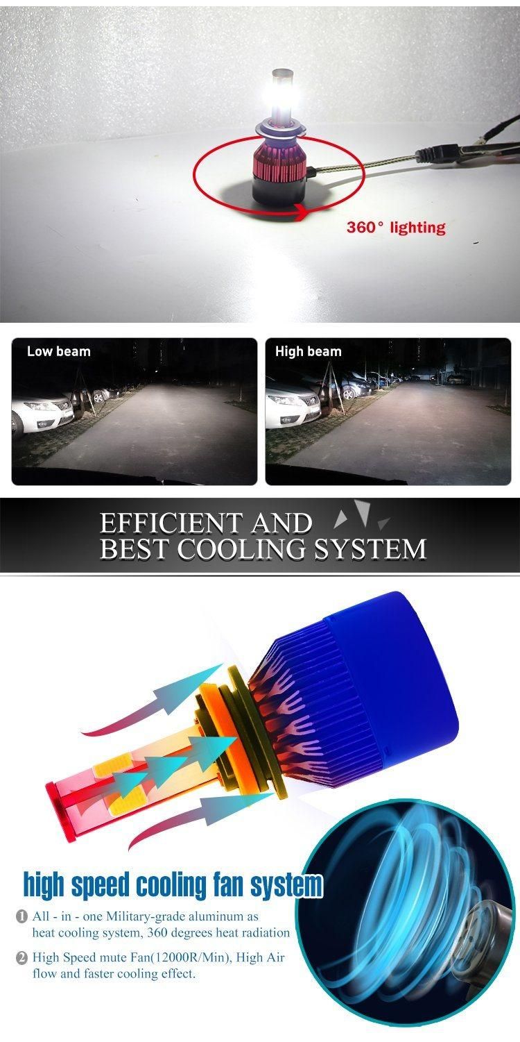 Cheaper C6 Four Sides COB Chip 360 Beam Degree Light 12V C6 LED Headlight H7