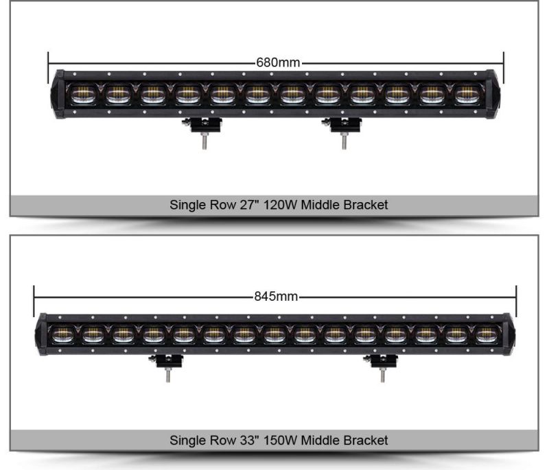 Single Row 6D Strip Light 30W 90W 120W Car Spotlight Large Lens Light Bar LED