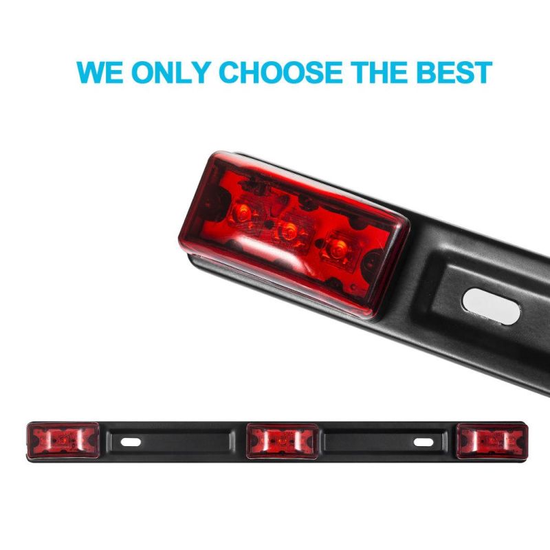 LED Red Light Bar Waterproof Marker Truck Trailer 3-Light Bars 12V for Ford, Dodge & Chevy