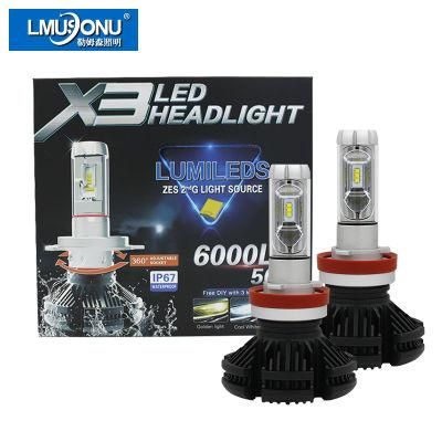 Lmusonu X3 H8/H9/H11 LED Headlight LED Auto Light 25W 6000lm Car Accessory