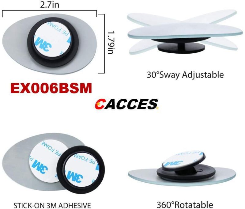 2PCS Blind Spot Mirror for Cars, Cacces Universal 360 Degree Adjustment Auxiliary Mirror Wide-Angle Blind Spot Side Rear View Mirror Right+Left Car Safety Tool