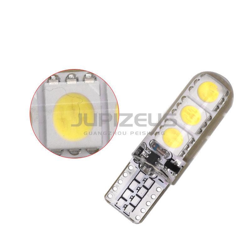 T10 Silicone Flashing 6 SMD 5050 LED Width Intermitente LED Light Bulbs Lamp for License Plate
