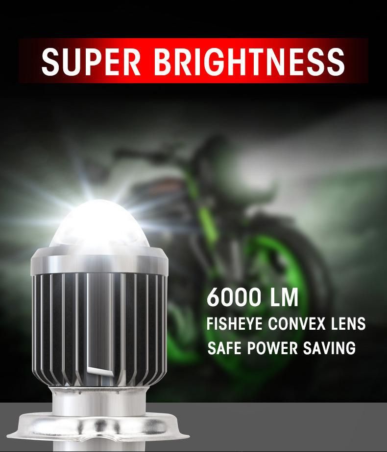 Motorcycle Headlights H4 Three-Claw H6 White and Yellow Electric Lights High Low Beam Integrated Spotlight Two-Color Modified H6 Bulb