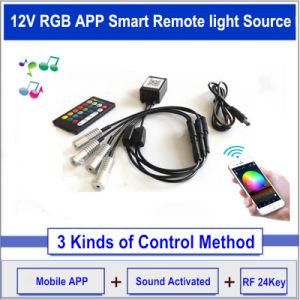 RGB LED Optic Fiber Light Source 1PCS/2PCS/4PCS/5PCS/6PCS Light Heads 5V-24V Input for Car Music Mode RF Control