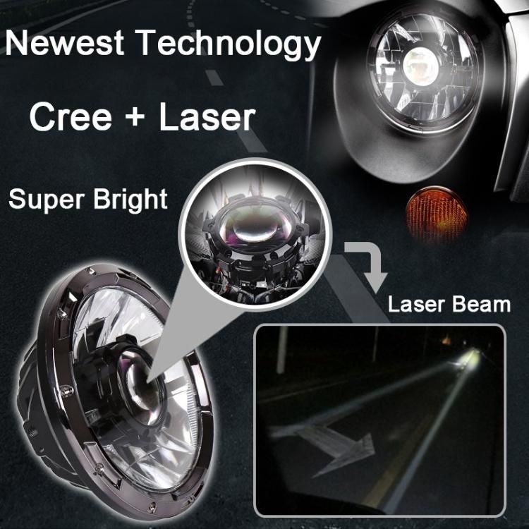 7 Inch LED DRL High Low Headlight Work Light with Laser Core for Jeep Wrangler Harley Motorcycle off-Road Driving Light LED Laser Light